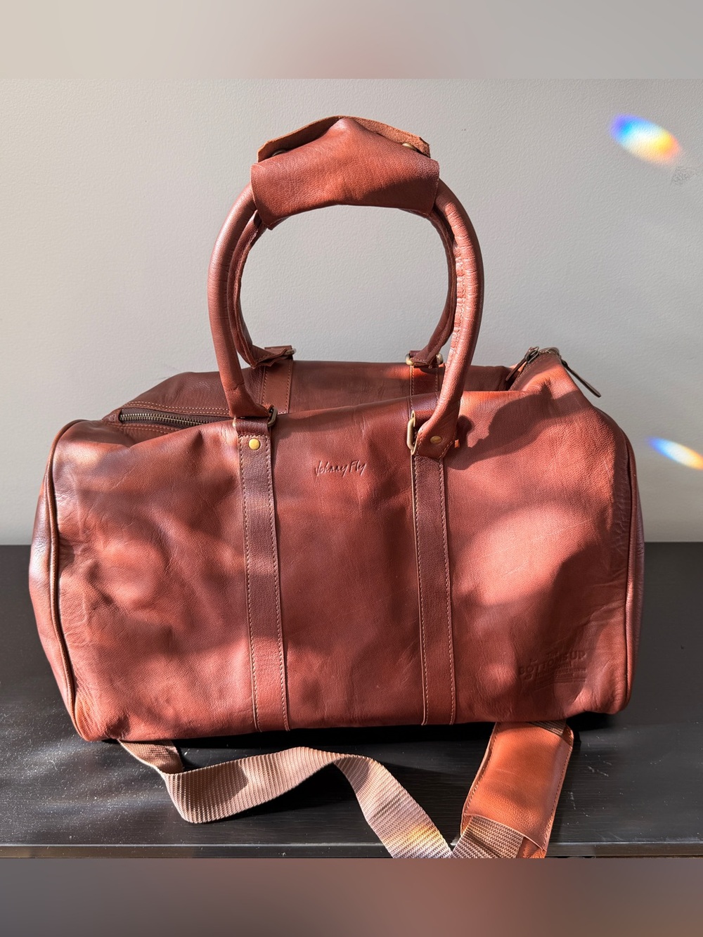 Johnny  Fly Brown Leather Weekender Bag